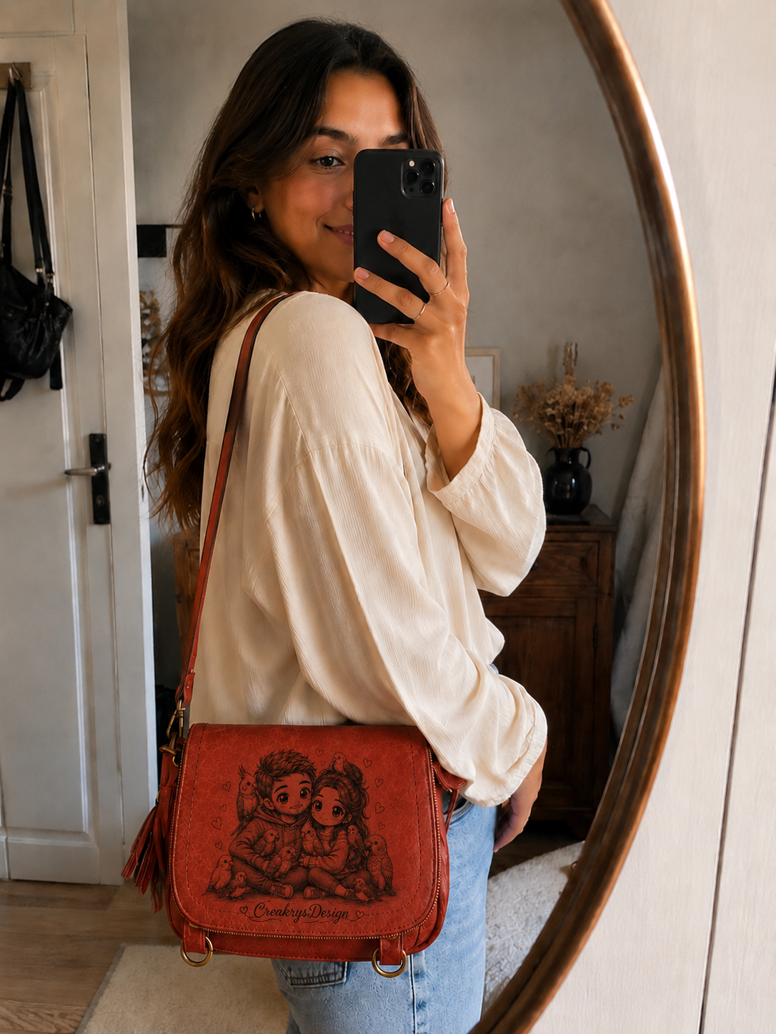 Sac à main Gravure « Amoureux des oiseaux »