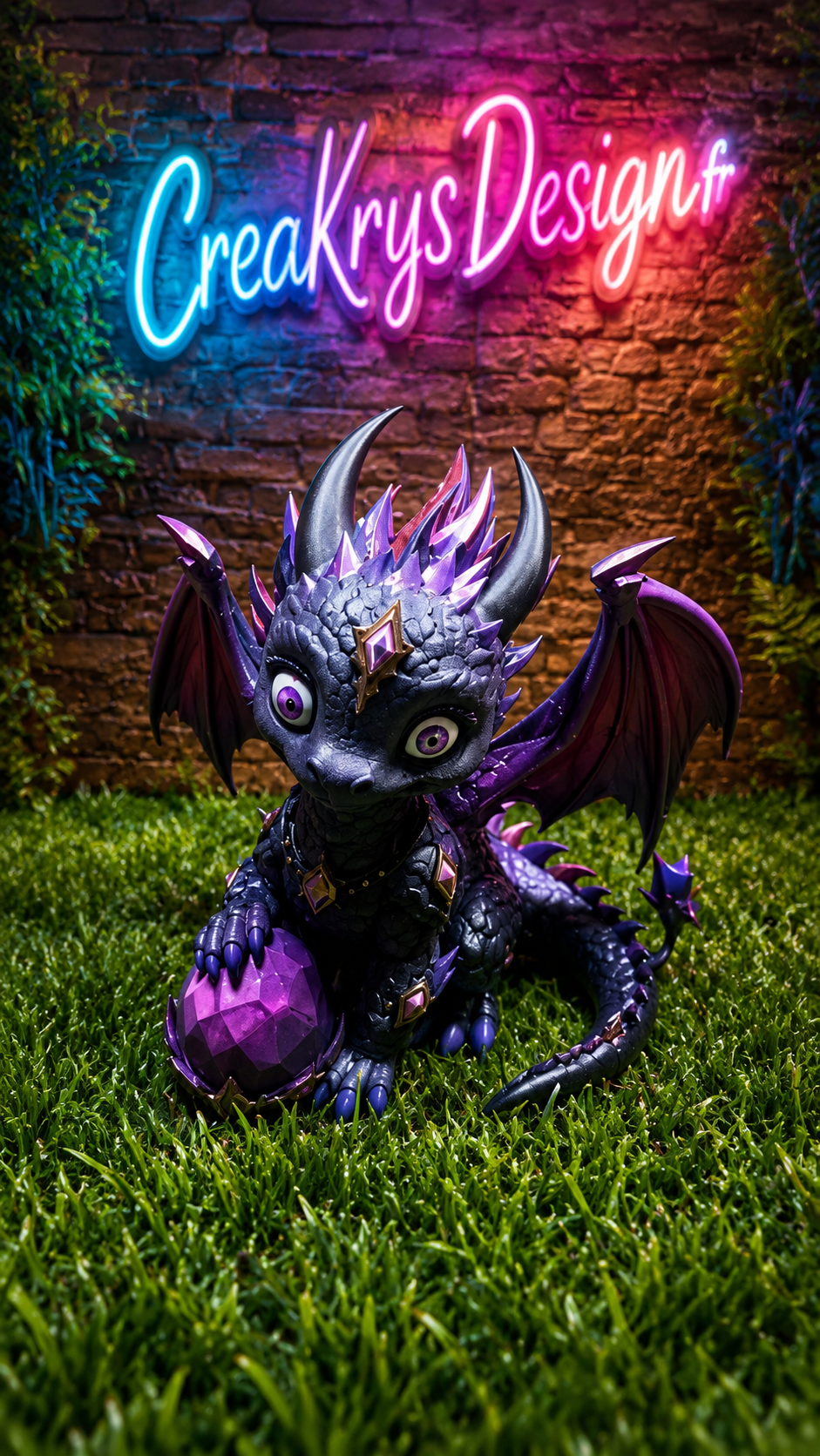 Dragon Kawaii Gardien du Cristal Violet