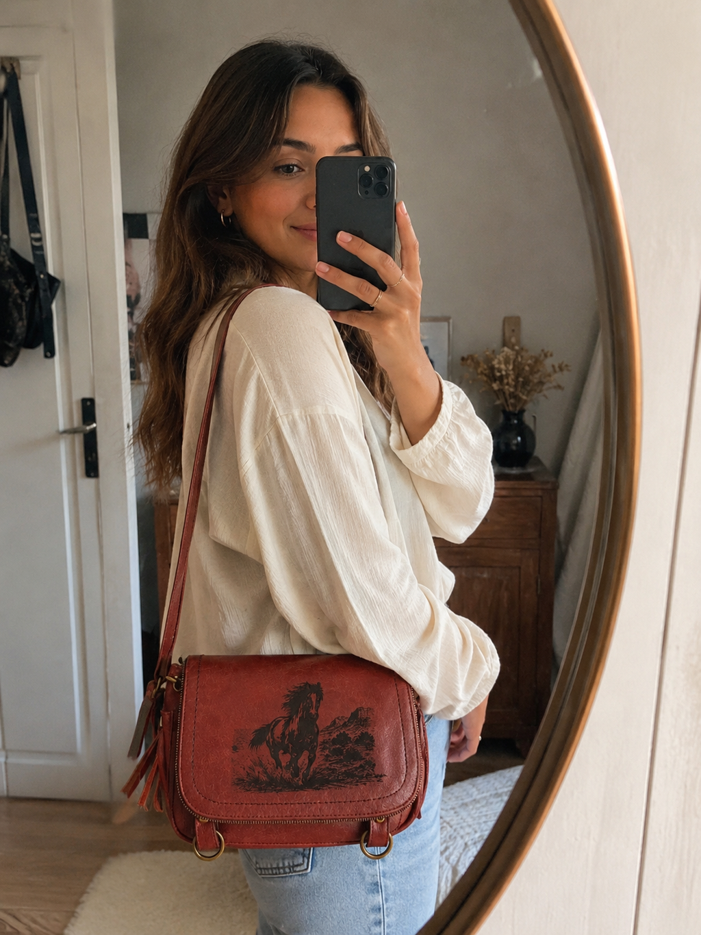 Sac à main gravure Mustang style western élégant |Creakrysdesign