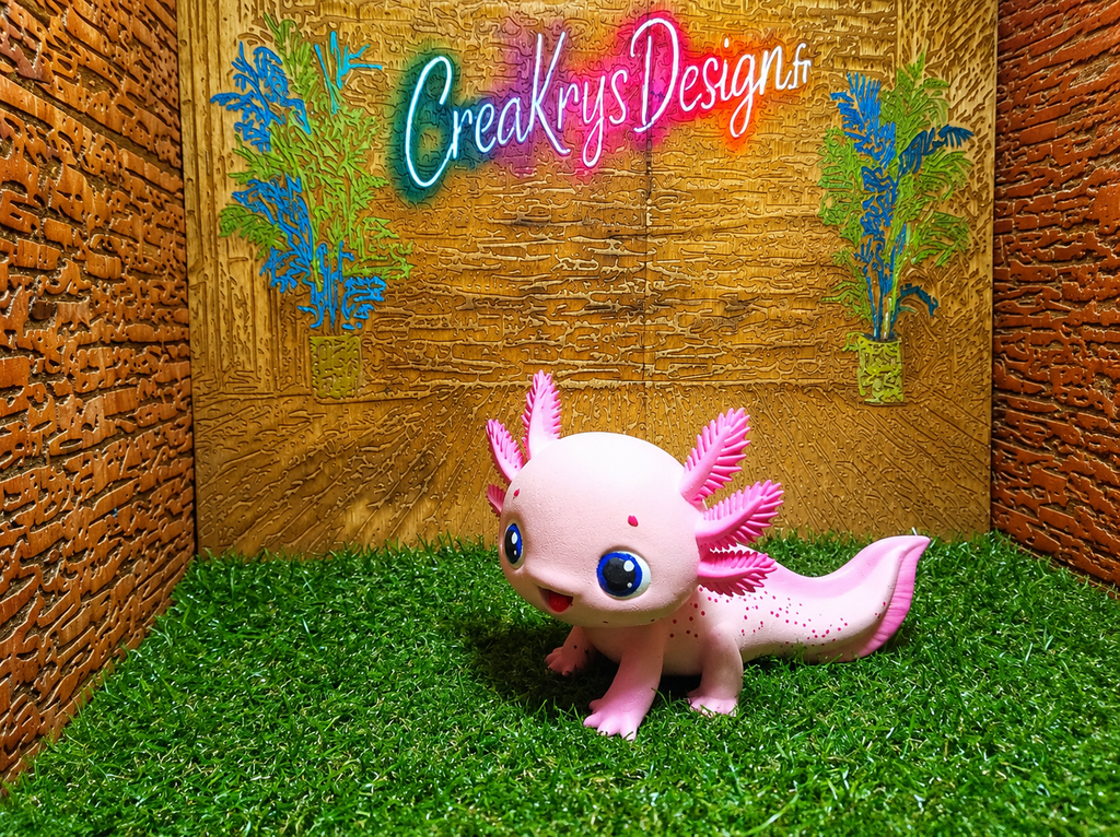 Axolotl Cartoon 3D• Figurine Décorative CréaKrysDesign