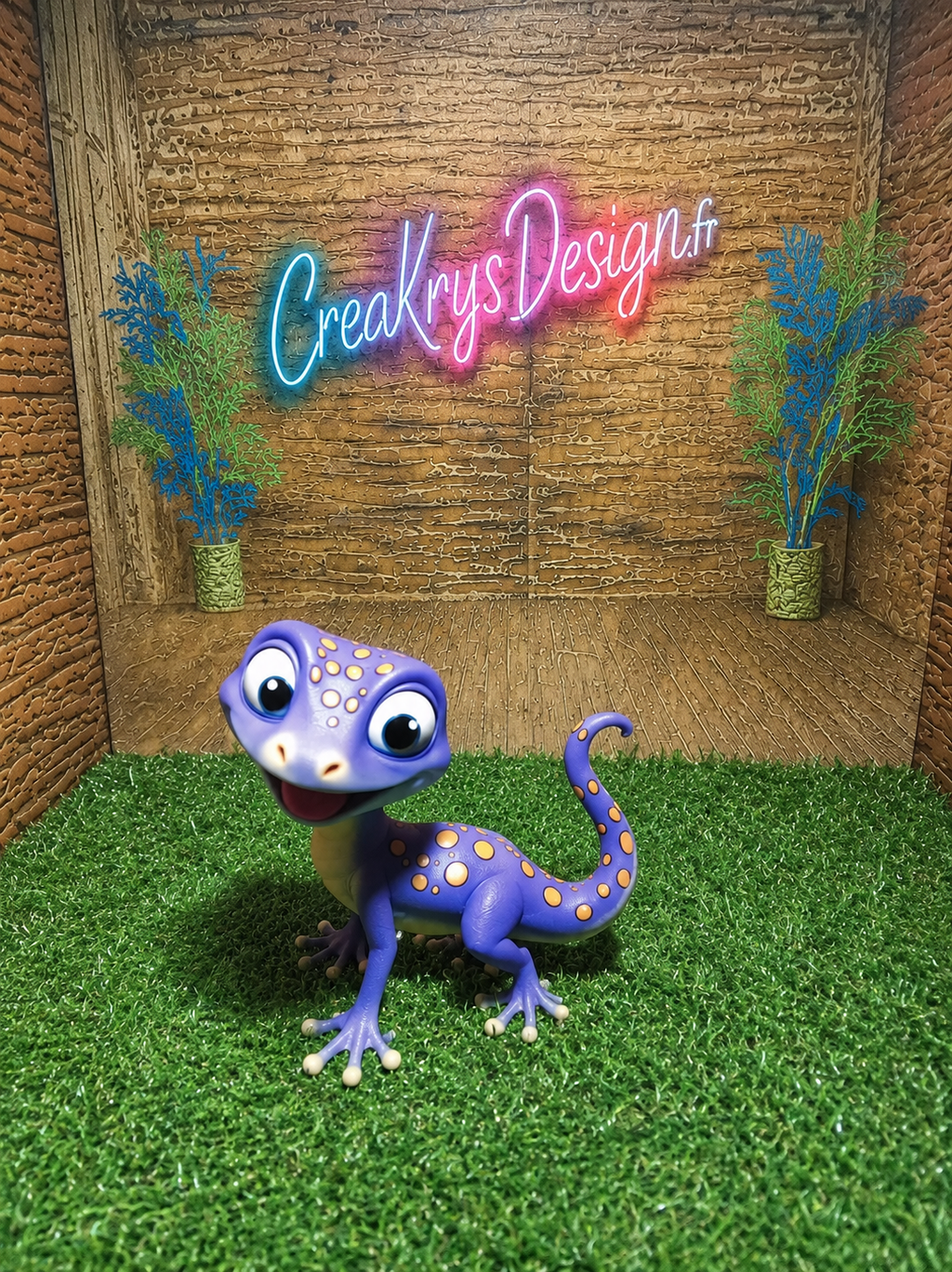 Gecko Cartoon Violet 3D • Figurine Décorative CréaKrysDesign