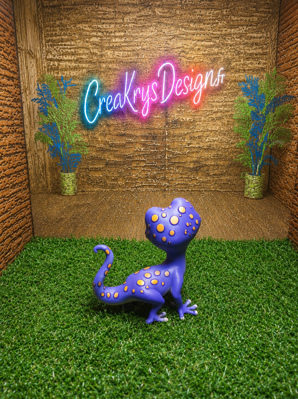 Gecko Cartoon Violet 3D • Figurine Décorative CréaKrysDesign