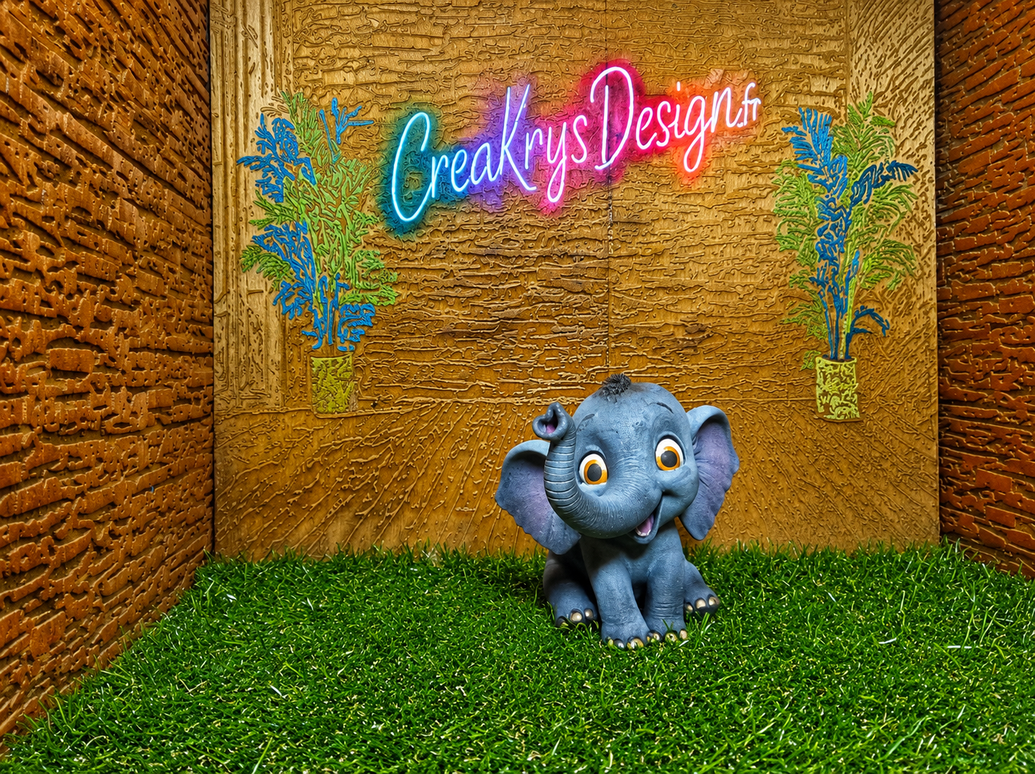 Éléphant Cartoon 3D Personnalisé • Figurine Décorative CréaKrysDesign